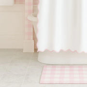 Scalloped Shower Curtain, Pink/White