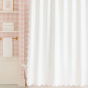 Scalloped Shower Curtain, Pink/White
