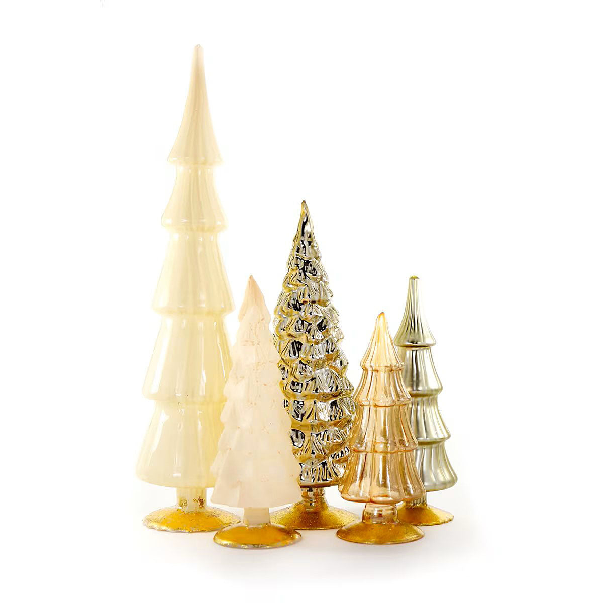 Ivory & Gold Hue Trees, Set of 5 Asst