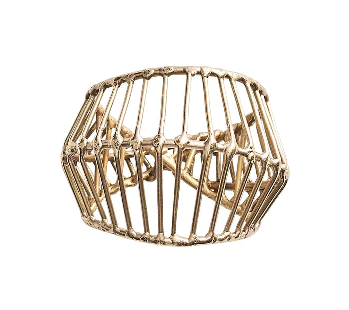 Kim Seybert Cage Napkin Ring in Gold, Set of 4