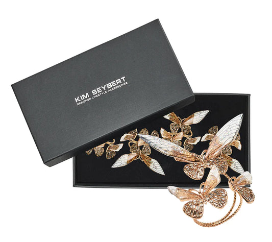Flutter Napkin Ring in Champagne & Gold, Set of 4 in a Gift Box