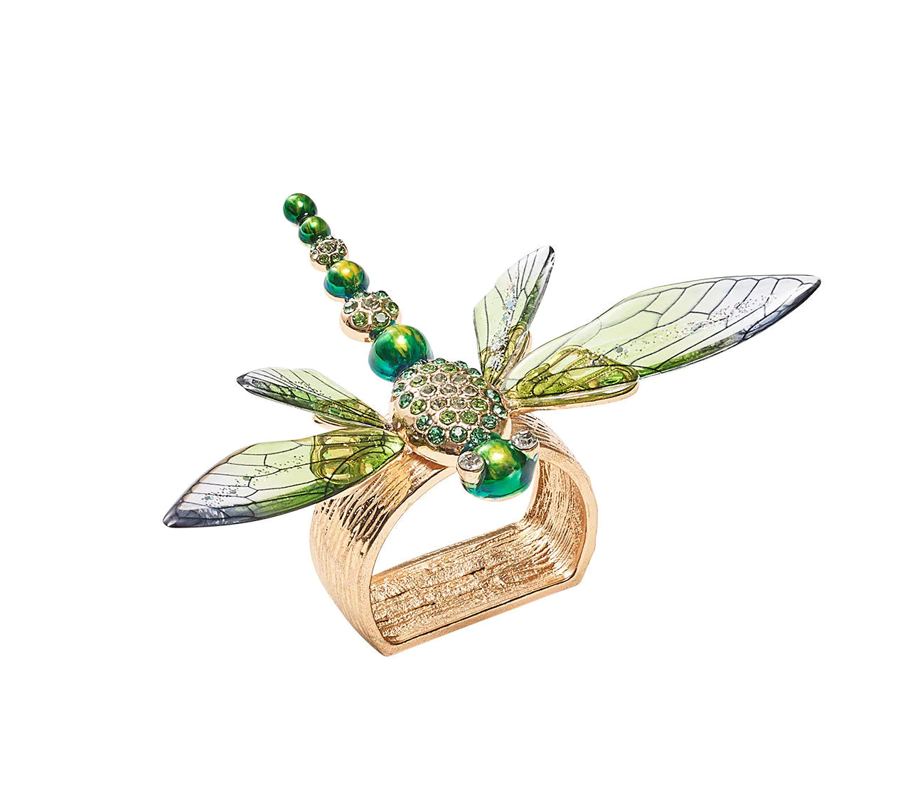 Dragonfly Napkin Ring in Green, Set of 4 in a Gift Box