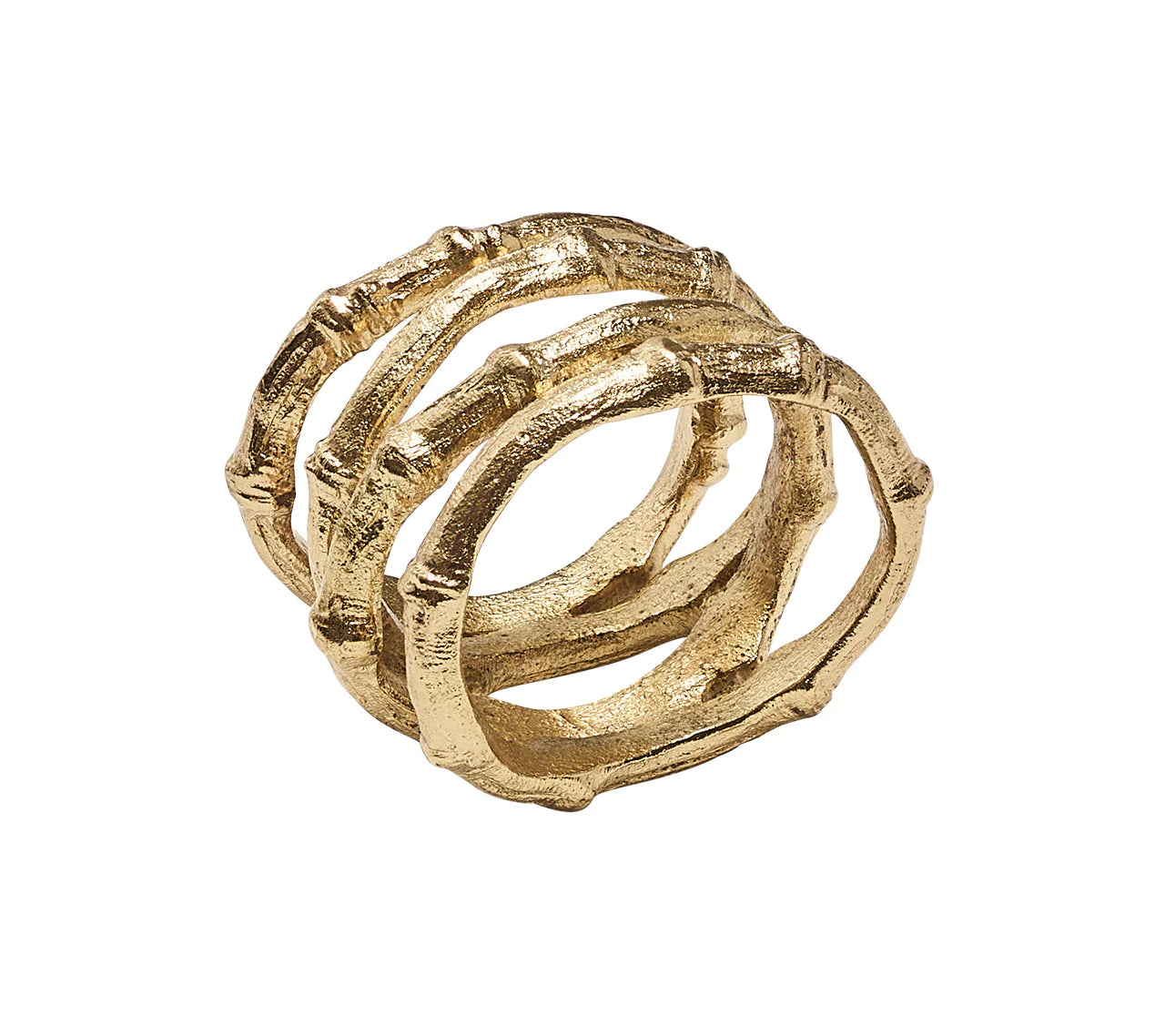 Bamboo Napkin Ring in Gold, Set of 4