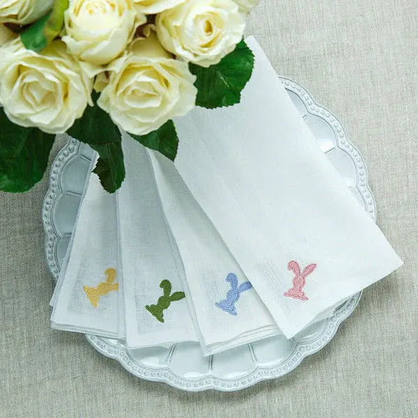 Floppy Eared Bunny Washed Linen Napkin, Set of 4 Asst