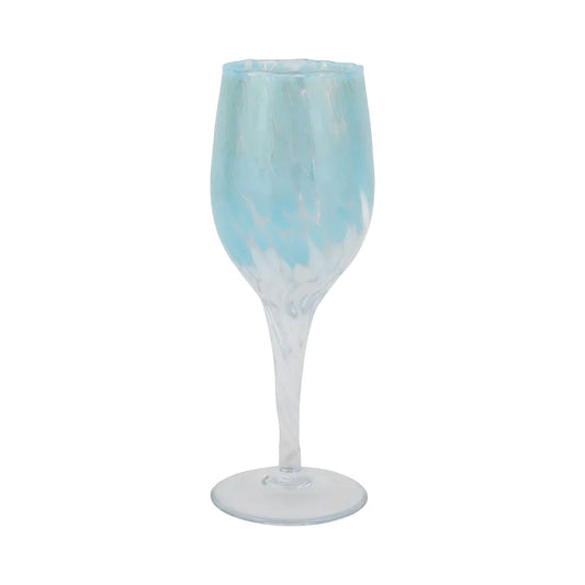 Vietri Nuvolo Light Blue & White Wine Glass