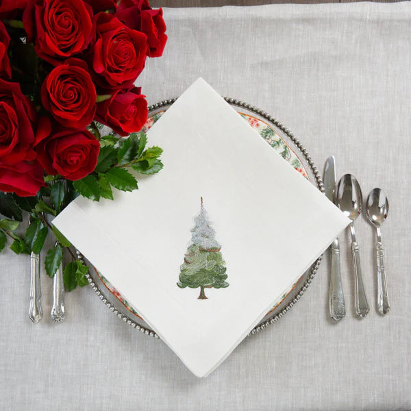 Snowy Pine Large Linen Napkin