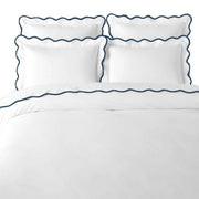 Scalloped Duvet Cover, Navy / White