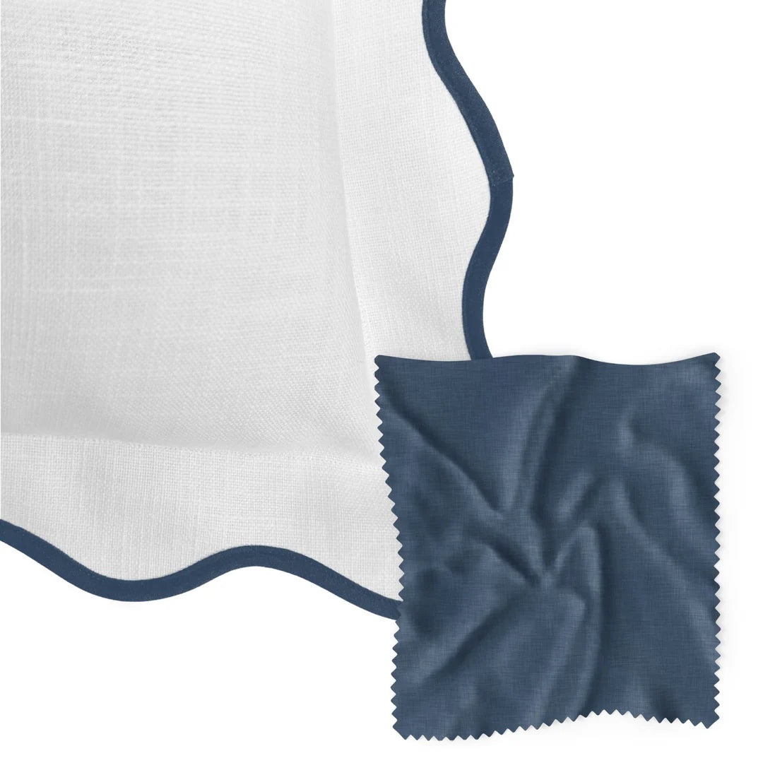 Scalloped Duvet Cover, Navy / White