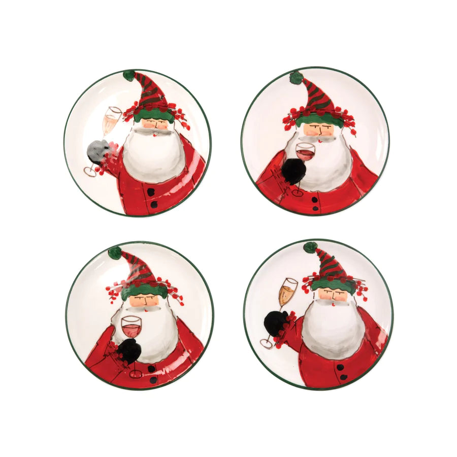 Old St. Nick Cocktail Plates, Set of 4