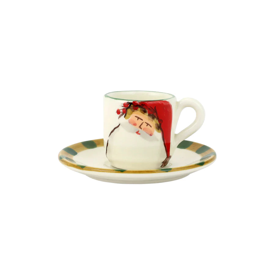 Old St. Nick Assorted Espresso Cups & Saucers, Set of 4