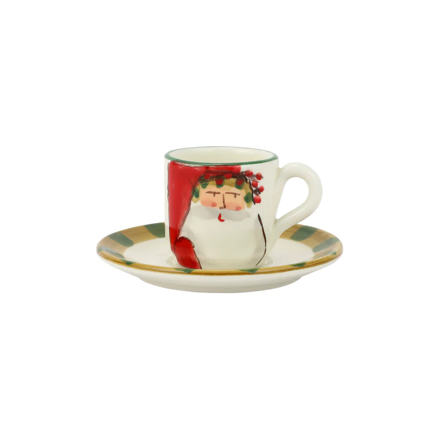 Old St. Nick Assorted Espresso Cups & Saucers, Set of 4