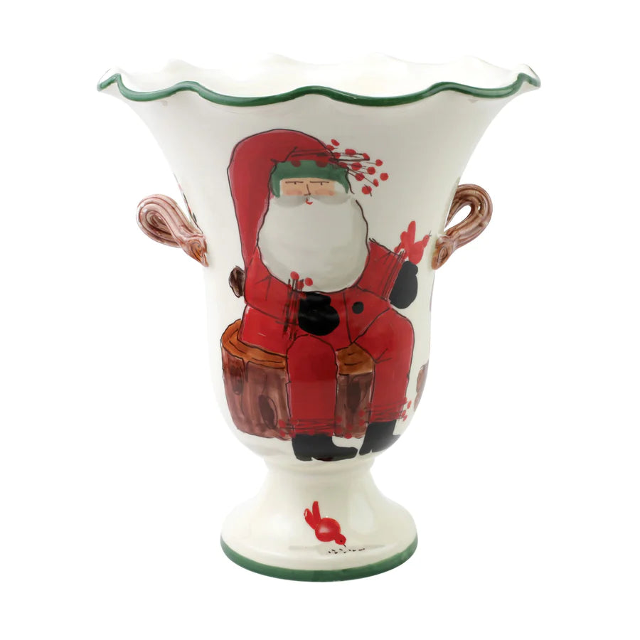 Old St. Nick Large Footed Cachepot with Campfire