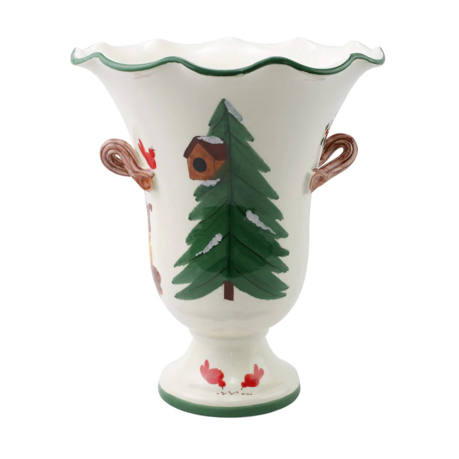 Old St. Nick Large Footed Cachepot with Campfire