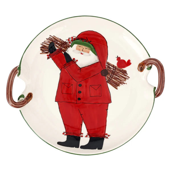 Old St. Nick Handled Round Platter with Sticks (New)