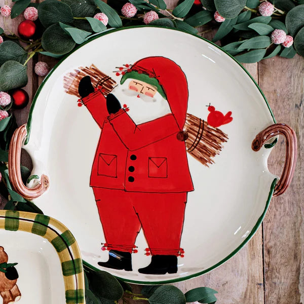 Old St. Nick Handled Round Platter with Sticks (New)