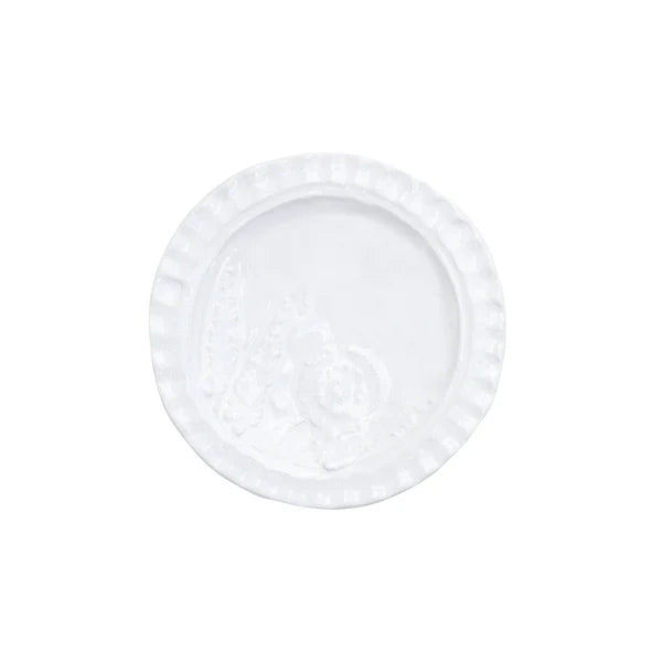 Pietra Fiori White Canape Plate, Set of 4