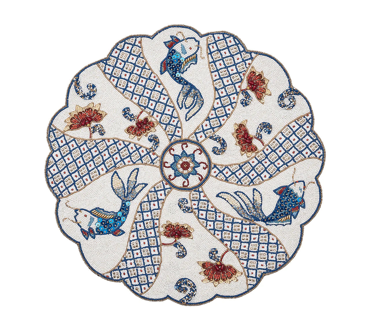 Orient Placemat in White & Multi, Set of 2