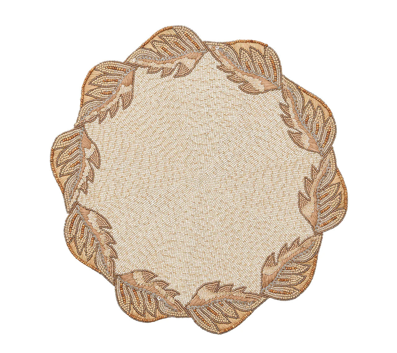 Winding Vines Placemat in Ivory, Natural & Gold, Set of 2