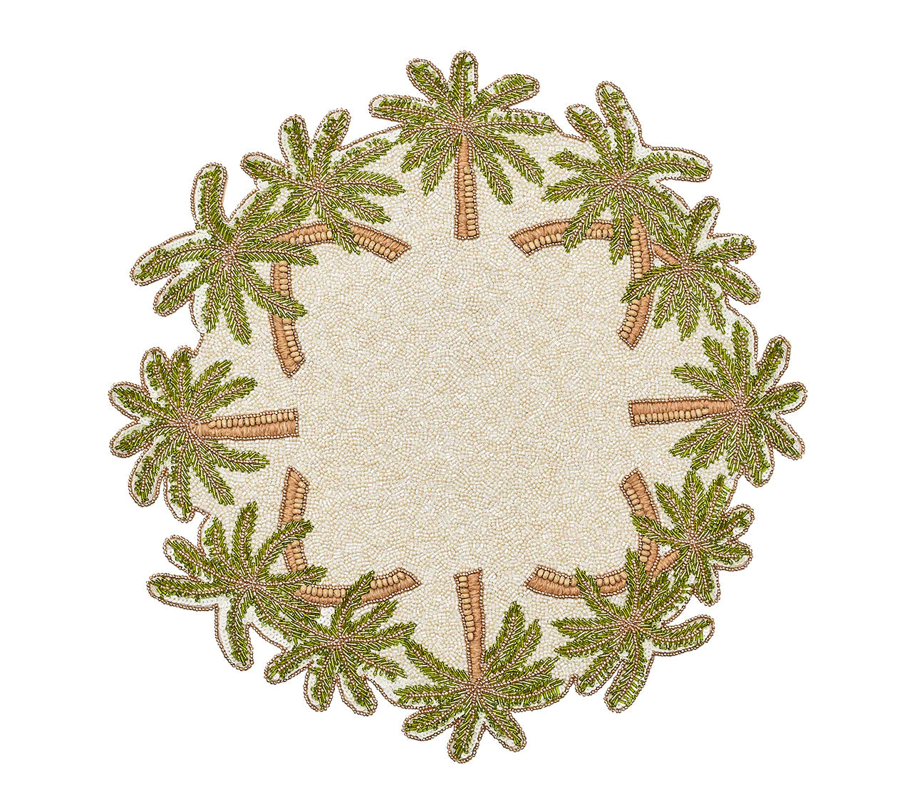 Oasis Placemat in Ivory, Green & Gold, Set of 2