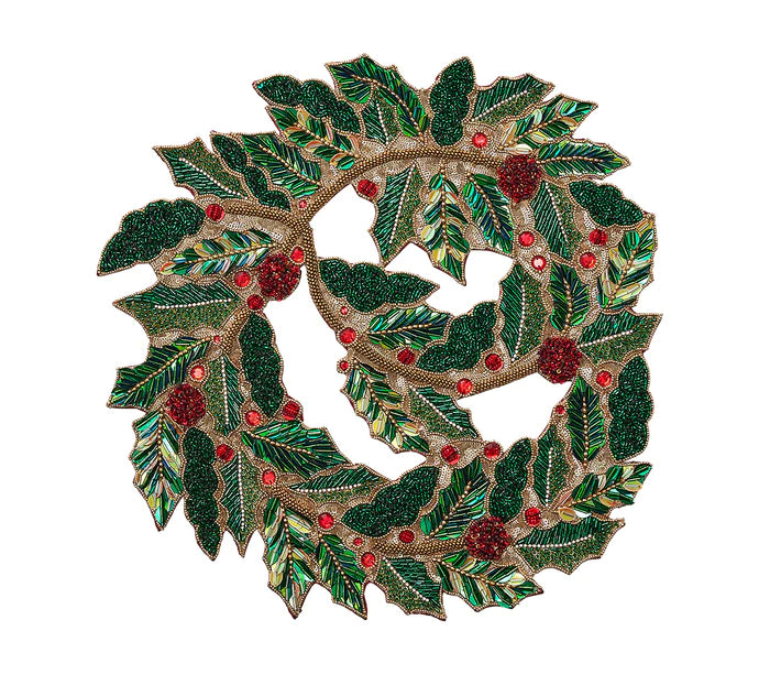 Tidings Placemat in Red, Green & Gold, Set of 2
