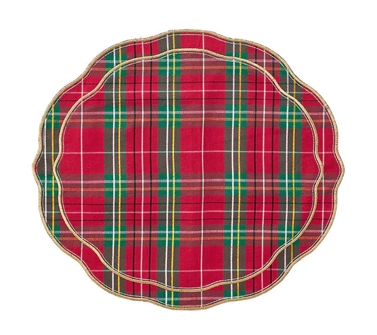 Kim Seybert Trad Plaid Placemat in Red, Green & Gold, Set of 4