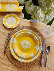 Paloma Yellow Melamine Dinner Plate, Set of 4