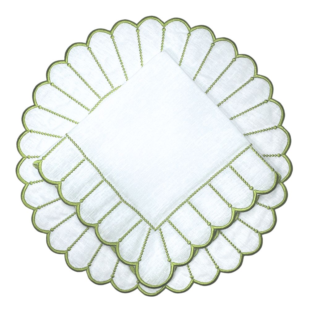 Studio Collection - Linen: Pippa Napkin - White/Green, Set of 4