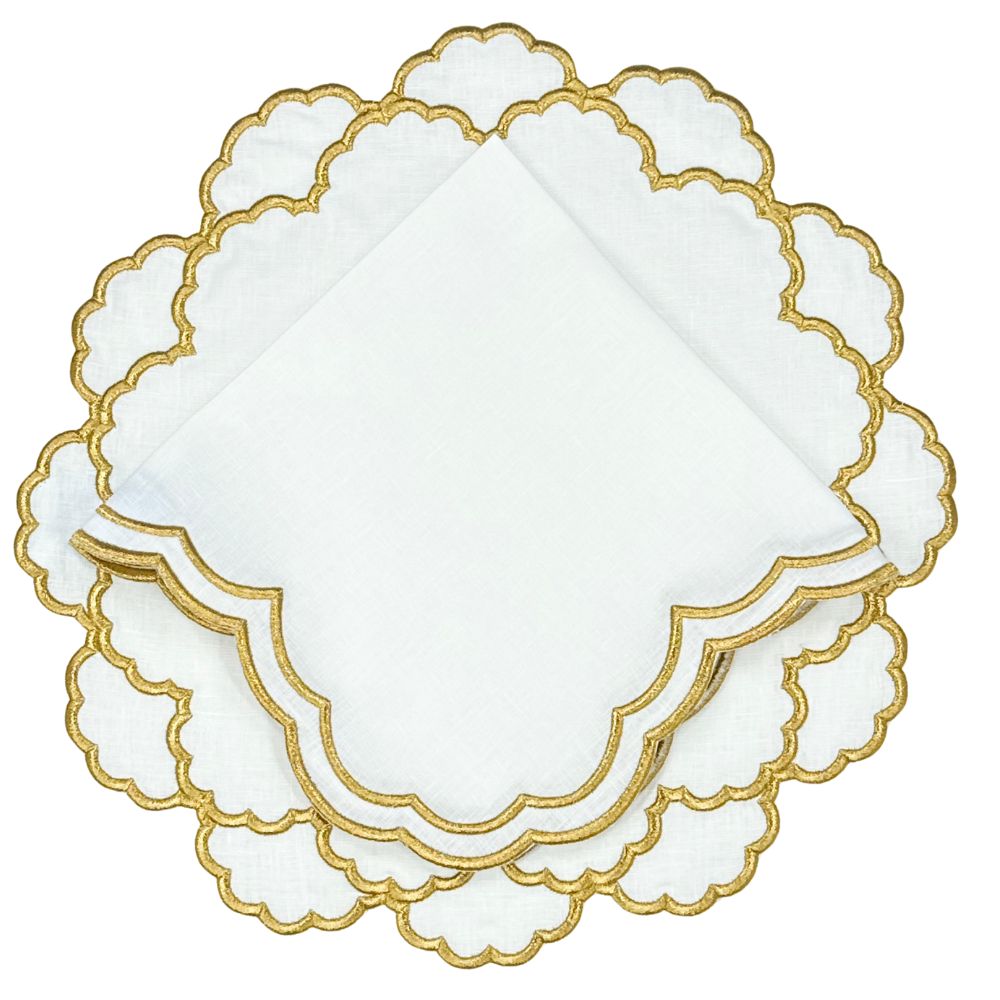 Studio Collection Lillian  Napkin - White/Gold, Set of 4