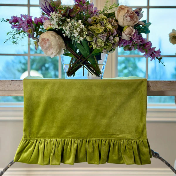 Velvet Table Runner with Ruffle
