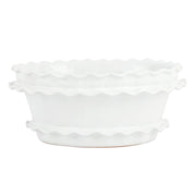 Rustic Garden White Ruffle Round Planter