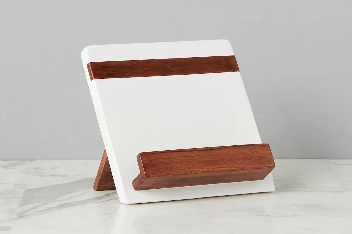 Modern iPad/Cookbook Holder, White