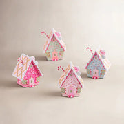 Rainbow Gingerbread Cottage Christmas Ornament, Hot Pink