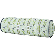 Rosemary Stripe Lagoon with Navy Piping Round Bolster Pillow