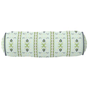 Rosemary Stripe Lagoon with Navy Piping Round Bolster Pillow