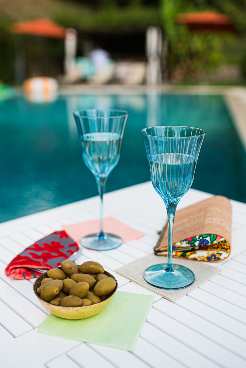 Natalia Teal Champagne Glass