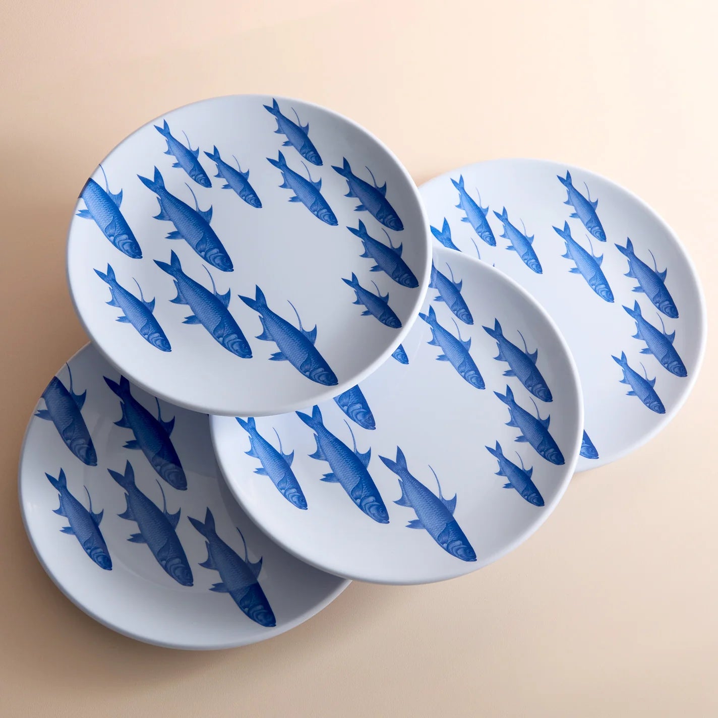 School of Fish Melamine Dinner Plates, Set of 4