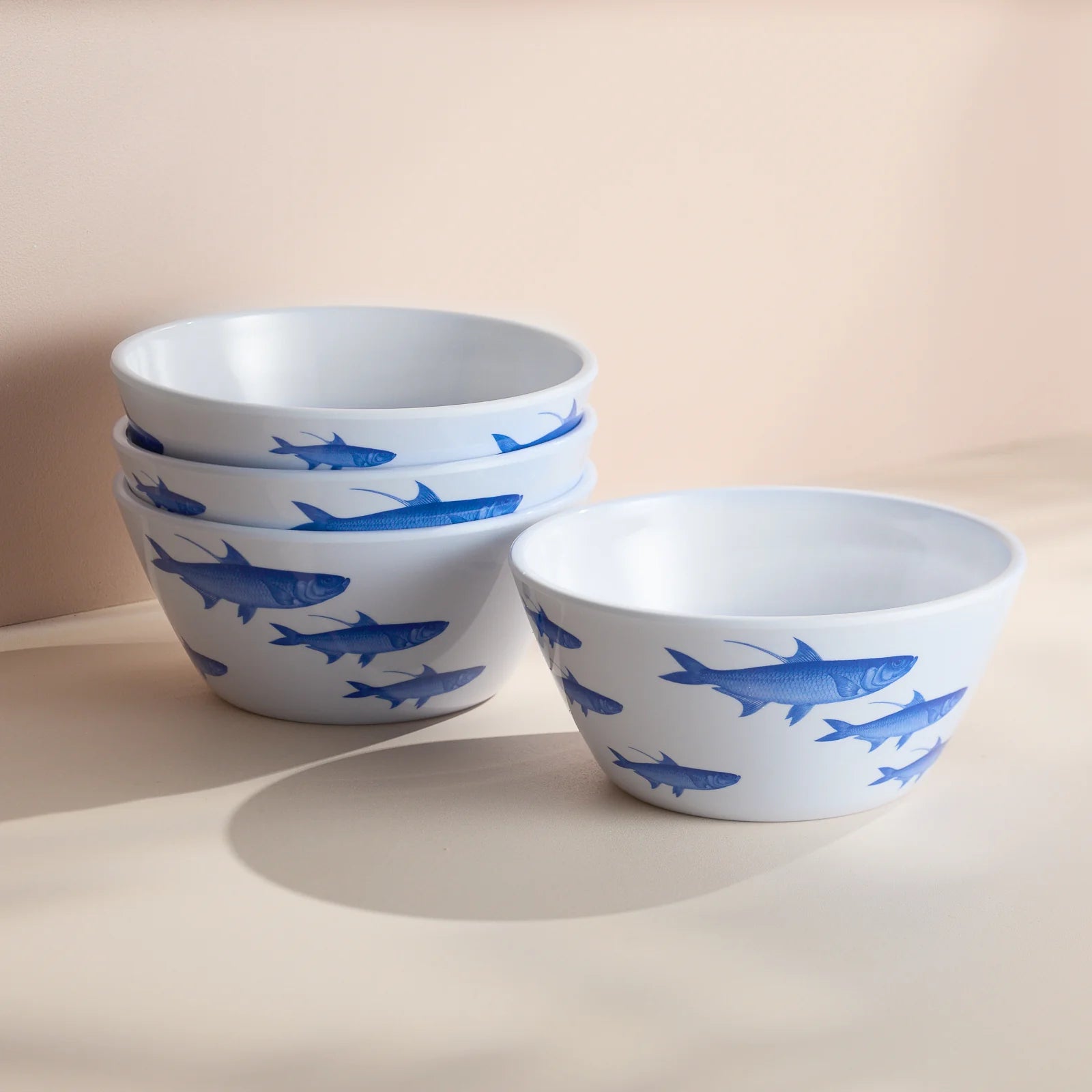 School of Fish Melamine Cereal Bowls, Set of 4