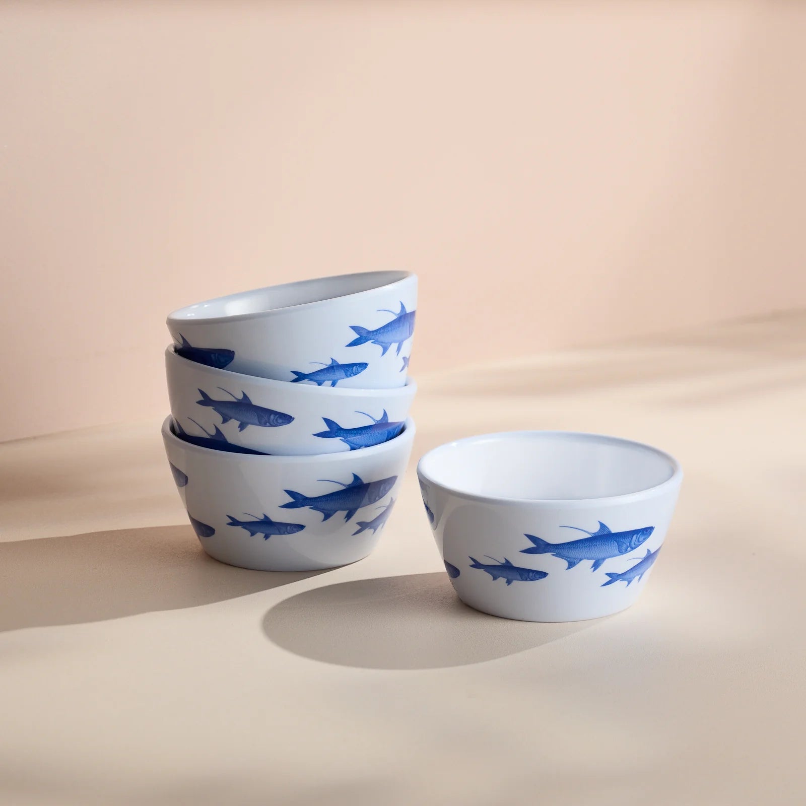 School of Fish Melamine Snack Bowls, Set of 4