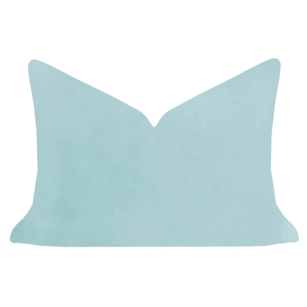 Spa Blue Solid Velvet Lumbar Pillow, 14" x 20"