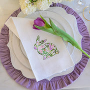 Lavender Round Ruffle Velvet Placemat, Set of 4