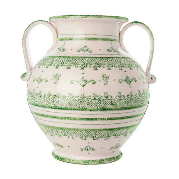 Burano Green Round 2-Handled Amphora Urn
