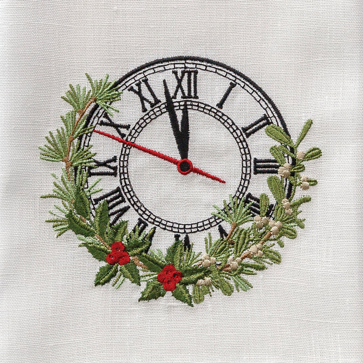 Christmas Eve Clock Linen Towel, Set of 2