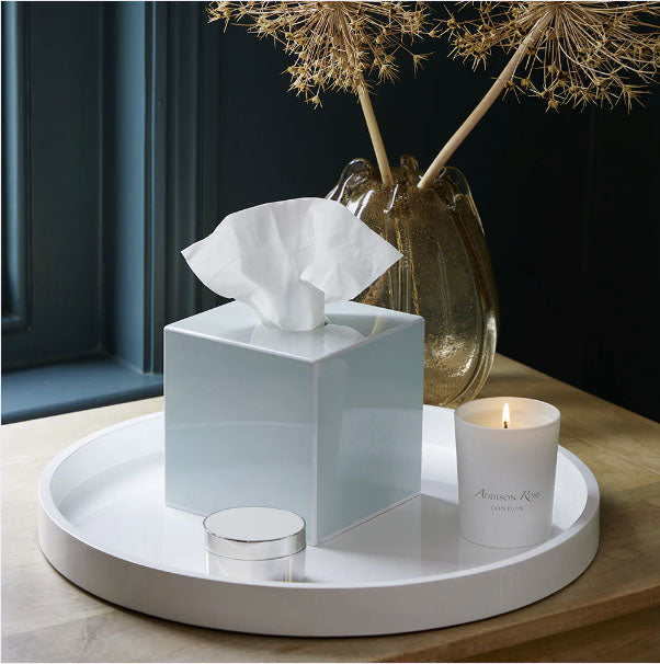 Powder Blue Square Tissue Box