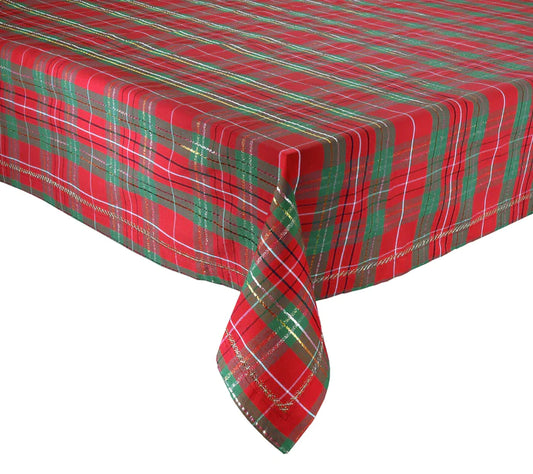 Christmas Plaid Tablecloth in Red, Green & Gold