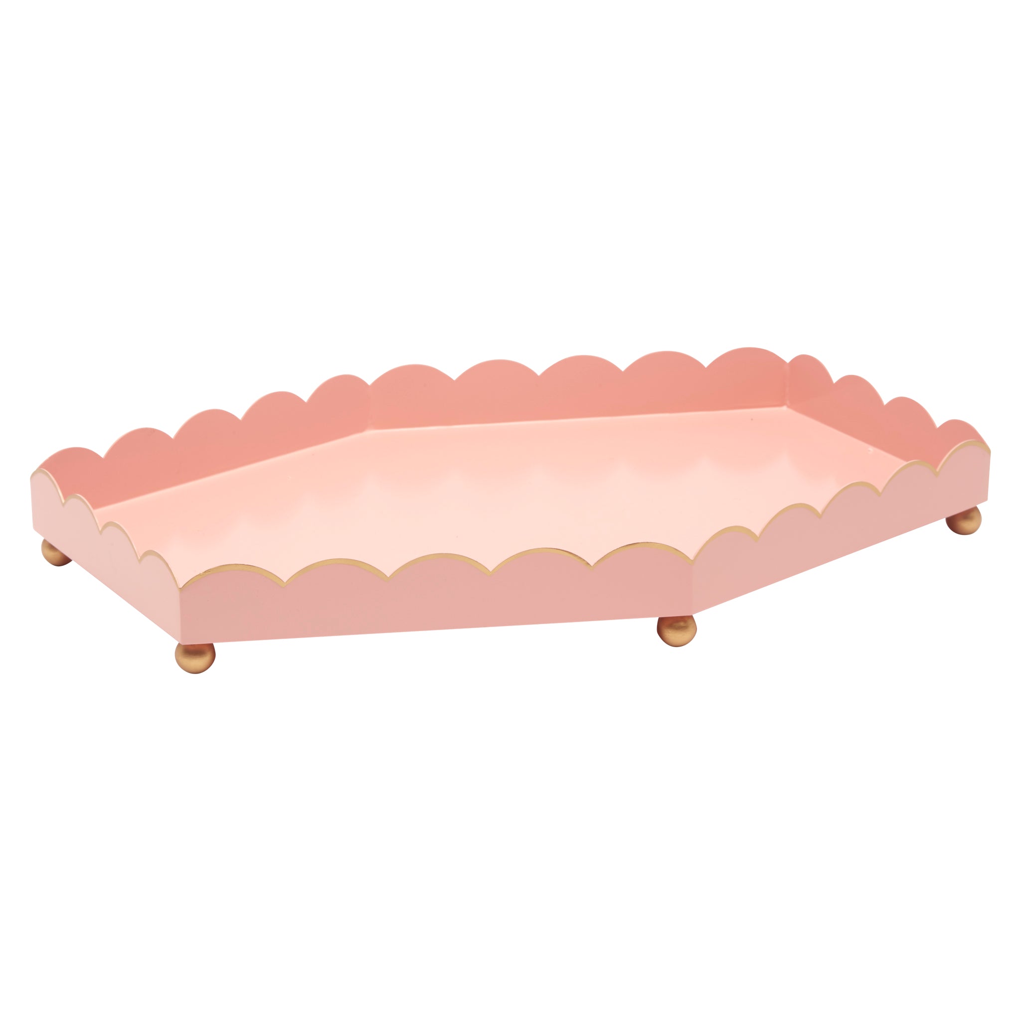 Eloise Large Blush and Gold Scalloped Metal Tray