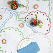 Tessuti White Round Placemats with Red Dots, Set of 4