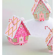 Rainbow Gingerbread Cottage Christmas Ornament, Hot Pink