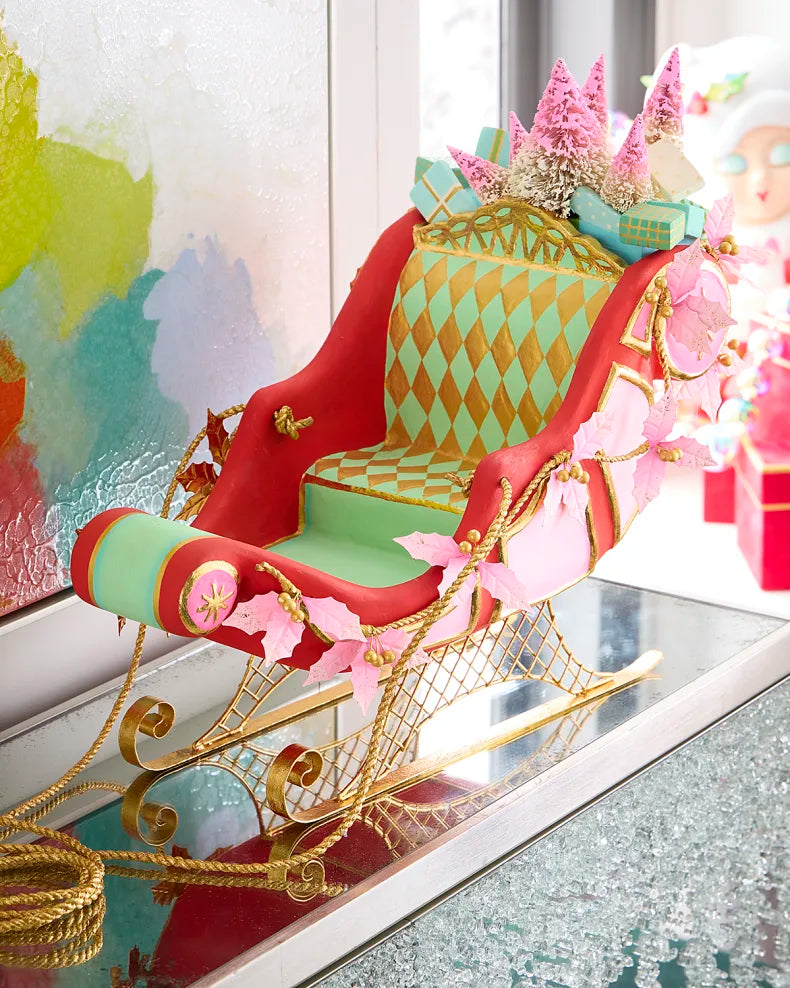 Glitterville Parisian Sleigh Tabletop, Red