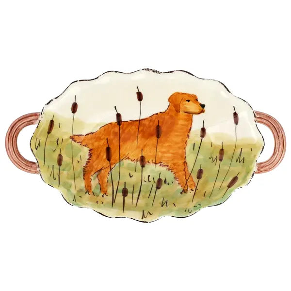 Wildlife Hunting Dog Handled Oval Bowl (New)