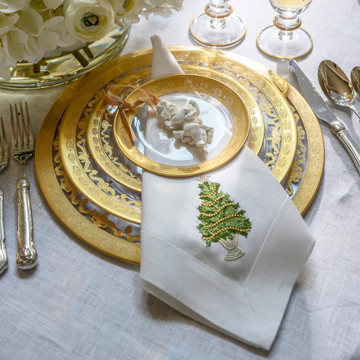 Tree with Gold Trim Large Napkin, Set of 4